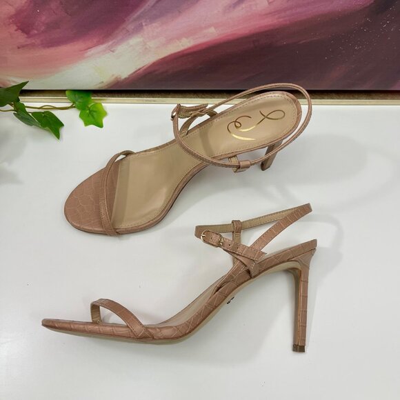 SAM EDELMAN Doran Strappy Sandal in Maple Croco Size 9.5 - Picture 5 of 10